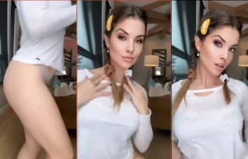 Amanda Cerny teve seu vídeo de calcinha vazado no OnlyFans durante um strip-tease de tanga