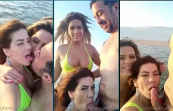 Bruna Ferraz se divertindo com o pau duro do namorado da amiga e fazendo um boquete junto com ela