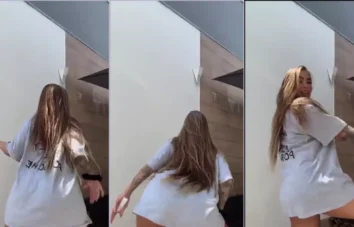 Mc Mirella, a celebridade famosa, dançando com sua bunda volumosa vestindo calcinha