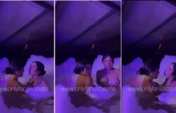 Tatiana, toda ondulada, relaxando com a amiga irresistível na banheira