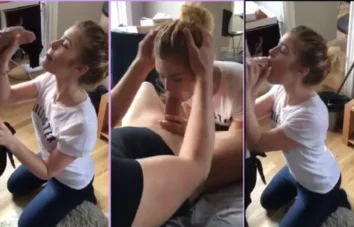 Boquete de novata, loira se deliciando com o membro gigante do cara