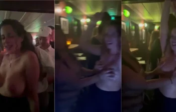 Mulher linda mostrando os peitões na balada