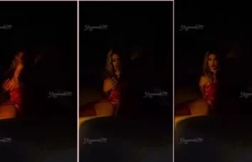 Nia Orozco de calcinha vermelha na penumbra