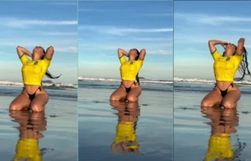 Valentina Gomez arrasando com seu corpo maravilhoso na praia em uma cena picante!