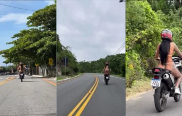 Momentos quentes da Polly Persch pilotando sua moto só de fio dental