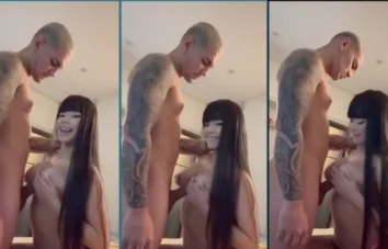 Novinha Paloma Akemi fazendo espanhola com o pau entre as teta