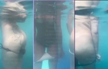 Wine Flame e suas amigas nuas se divertindo na piscina